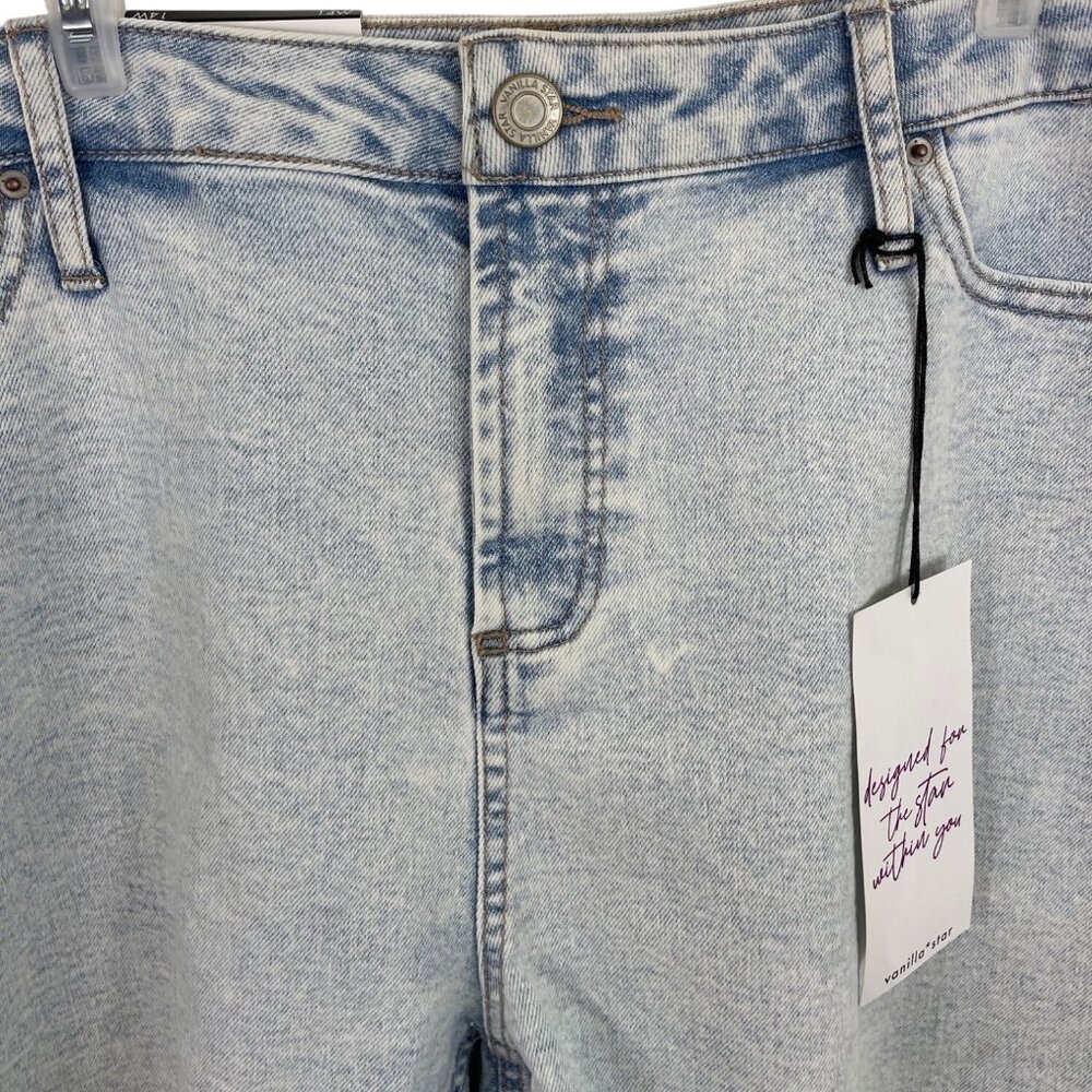 Vanilla Star Womens High Rise 90s Light Wash Denim Shorts Size 14W - Picture 2 of 12
